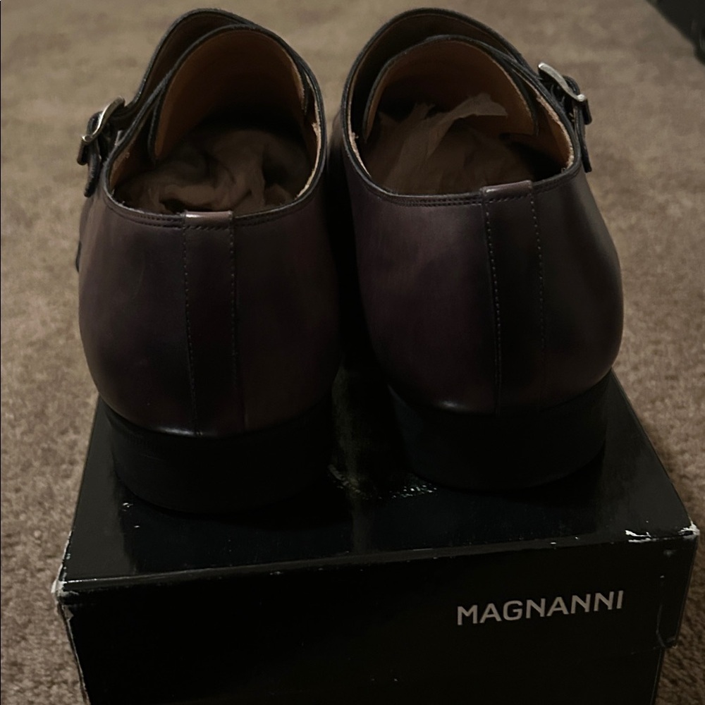 Magnanni Men's Double Monk Strap Oxfords - Dark Brown - Picture 5 of 7